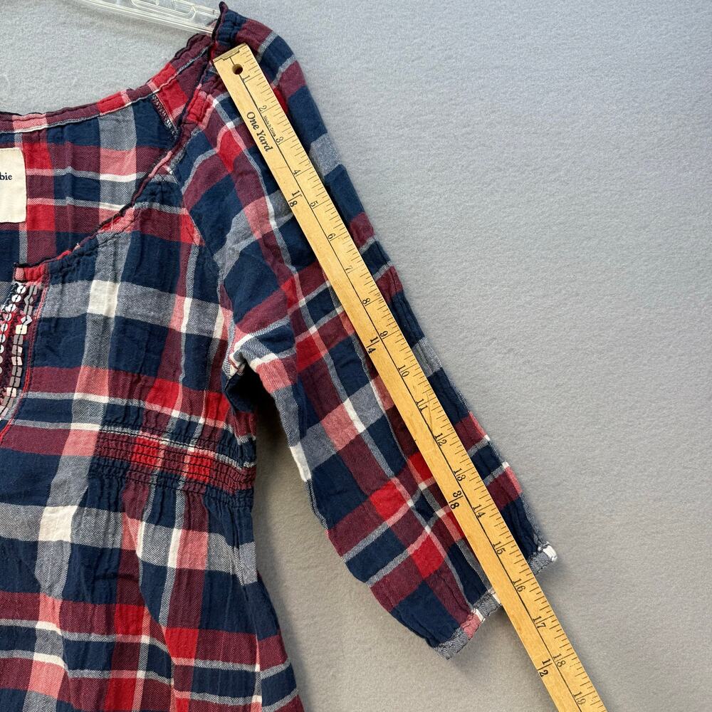 Abercrombie New York Tunic Women's XL Red Blue White Plaid 3/4 Sleeve Y2K - Picture 9 of 9